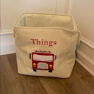 Kids Room/ Playroom Fire Truck Canvas Basket